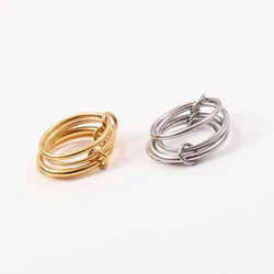 New High End Pvd Wholesale Waterproof&No Fade Designer Multi-layer Circle Link Stainless Steel Finger Ring for Women