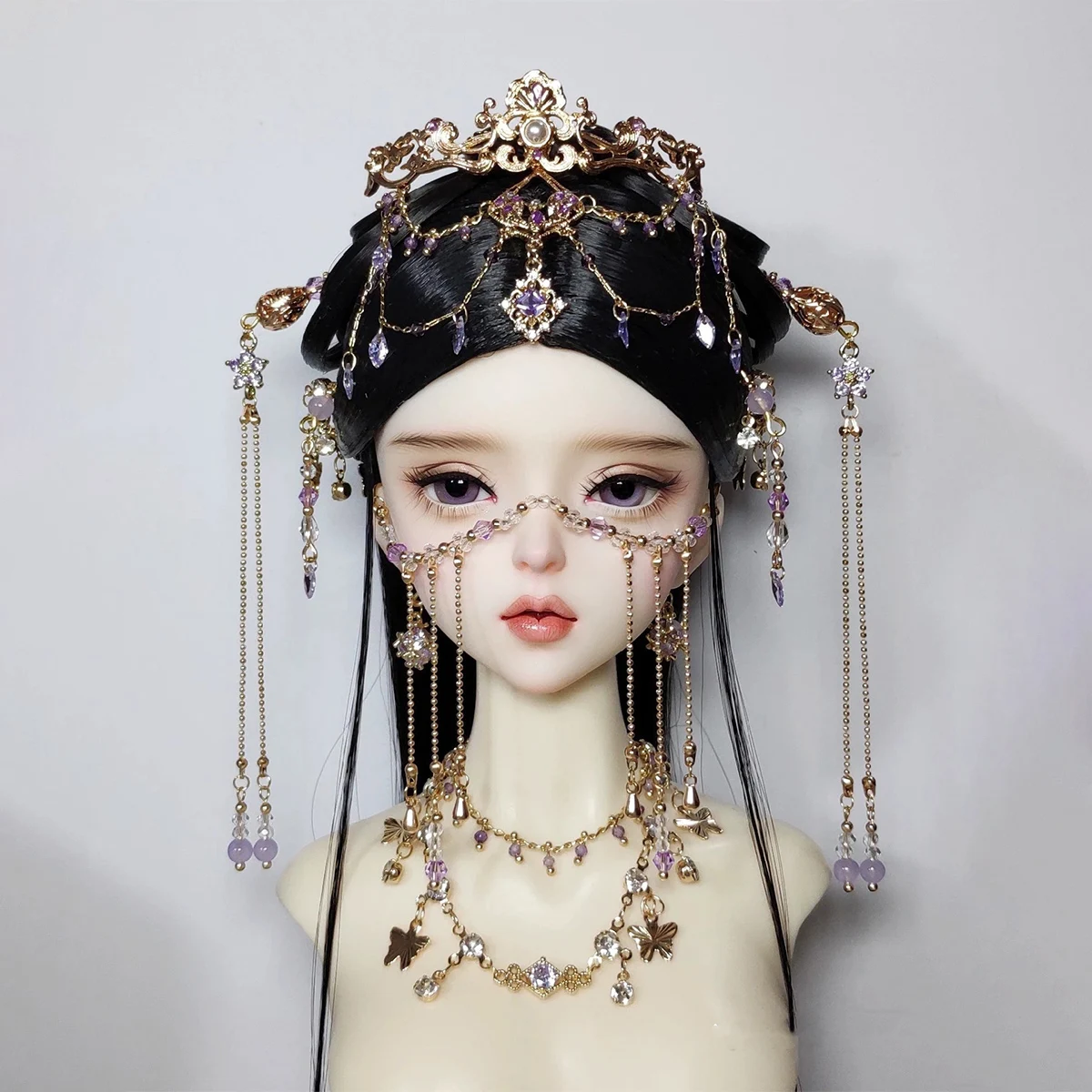 

1/4 1/3 BJD Hairpin Fairy Wig Headwear Set Ancient Costume Hanfu Doll Hair Accessories Hair Crown For BJD/SD MSD SD13 Girl C2046