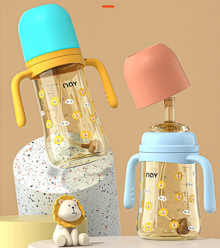 PPSU baby bottle, baby straw, detached milk bottle, anti drop and anti bloating suction nozzle, straw ball, water cup