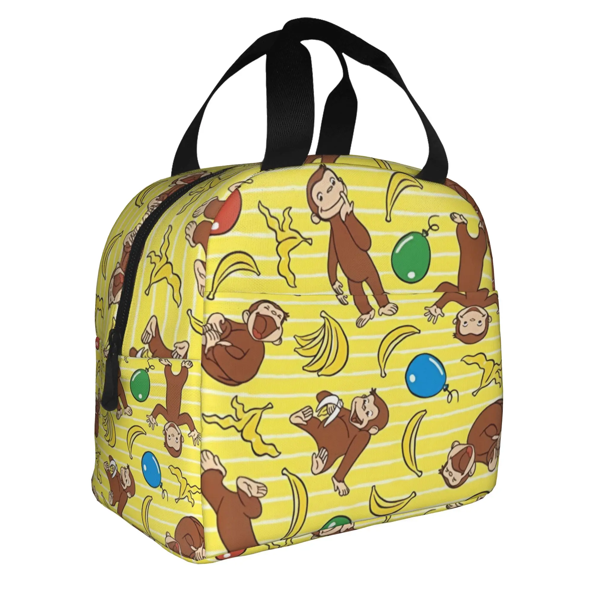 

Cartoon Curious George Funny TV Monkey Anime Insulated Lunch Bags for Women Resuable Thermal Cooler Bento Box School