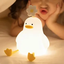 E2 Cartoon Flower Duck Pat Lamp Rechargeable Dimmable Home Night Light Childrens Bedroom Bedside Lamp Kids Friend Holiday Gifts