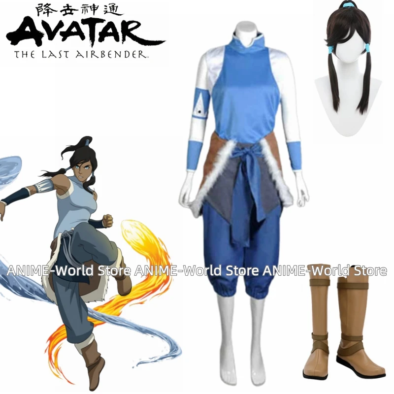 

Anime Avatar Korra Cosplay Costume suit Custom size Any Size Shoes Wig