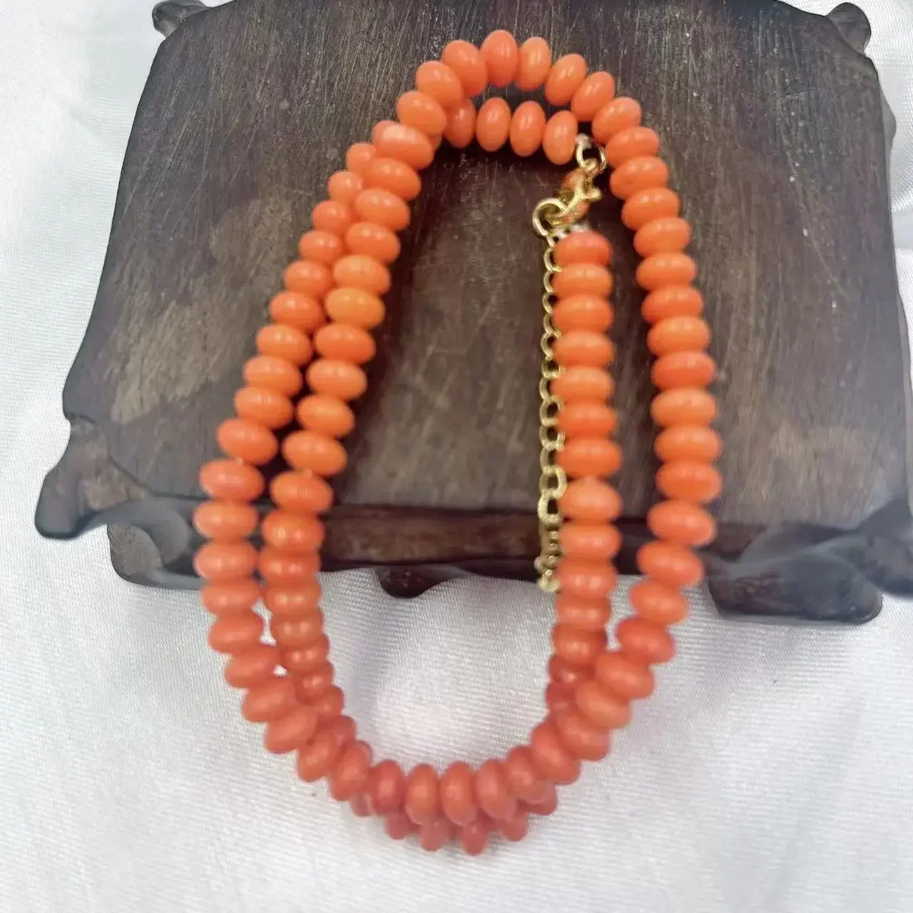 4x6mm 17inch Fashion Jewelry Rondelle Orange Elegant Natural Sea Bamboo Coral Short Necklace