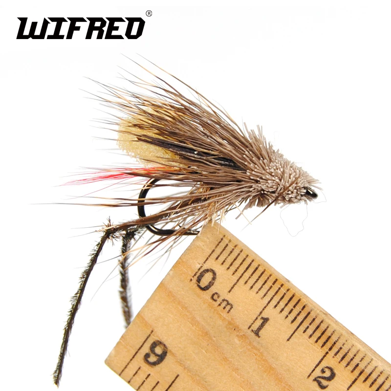 Wifreo 10PCS Fly Fishing Grass Deer Hair Fly Dave's Hopper Flies Terrestrial Dry Fly Size #6 Brown Hopper Fly