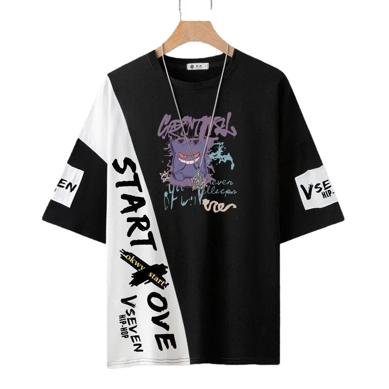 T-shirt a maniche corte Bandai 2026 Anime Pokémon con motivo a inchiostro Gengar, stampa 3D, ad asciugatura rapida, traspirante e confortevole