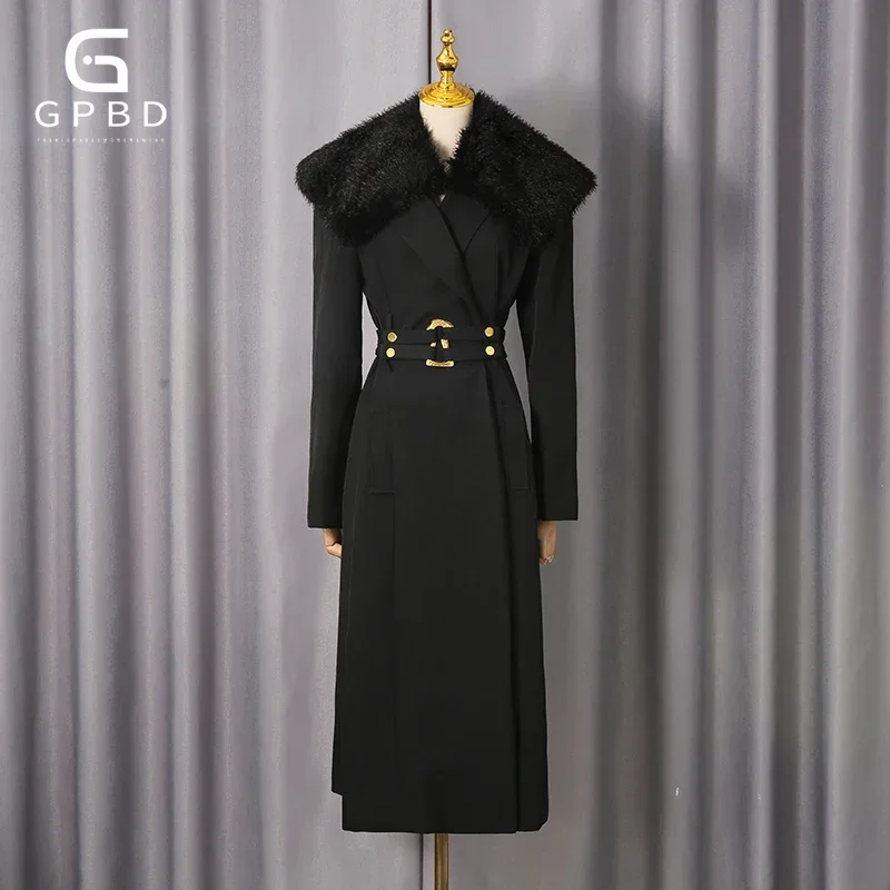 

Темпераментная однотонная роскошная куртка со сращенными поясами для женщин, винтажная элегантная туника с лацканами и длинными рукавами, ветровка, женская новинка