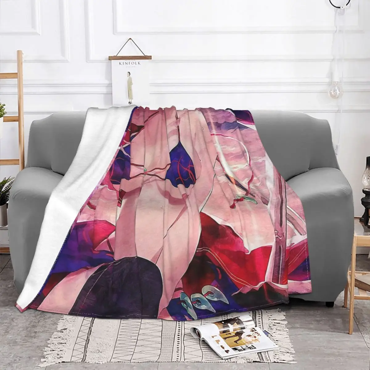 Fate Grand Order Shielder Card Game Blanket Fleece Plush Warm Thin FGO Miyamoto Musashi Throw Blankets For Office Rug Piece