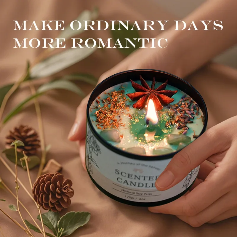 2026 Protection Candle - 6oz Natural Crystal for Spiritual Balance| Amber Sage & Rosemary Infused Soy Wax, Home Blessing Gift
