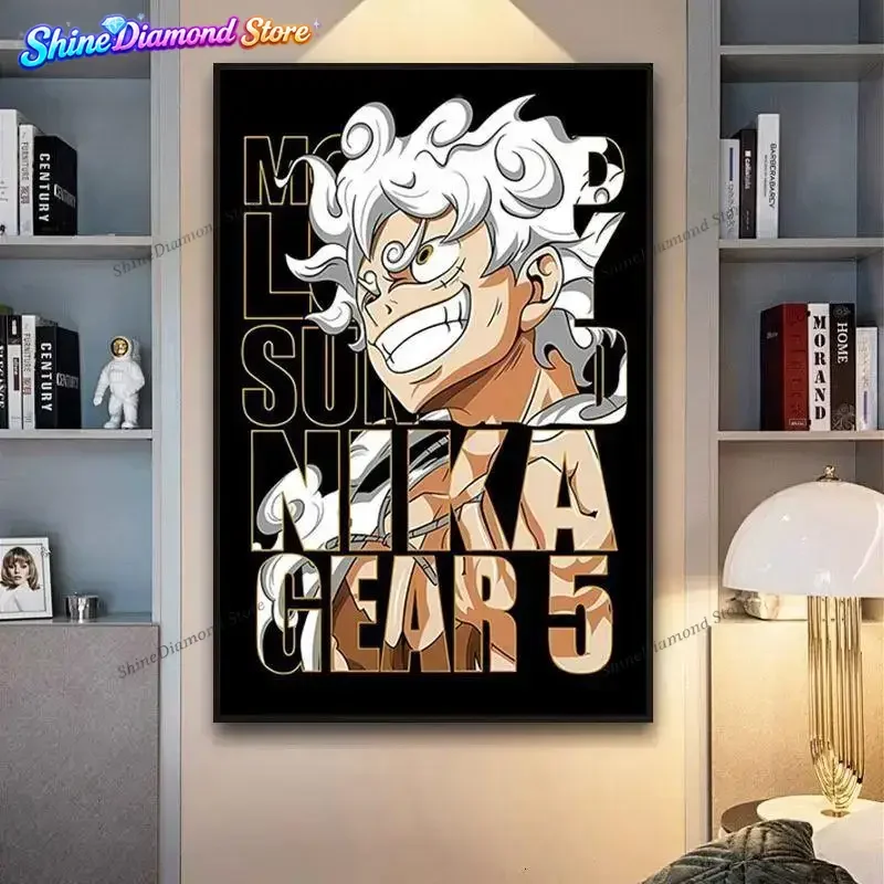 5th Gear Luffy One Piece Anime Full Drill Diamond Painting, 5D DIY HD Art for Adults, Modern Room Wall Decor, Exquisite Gift