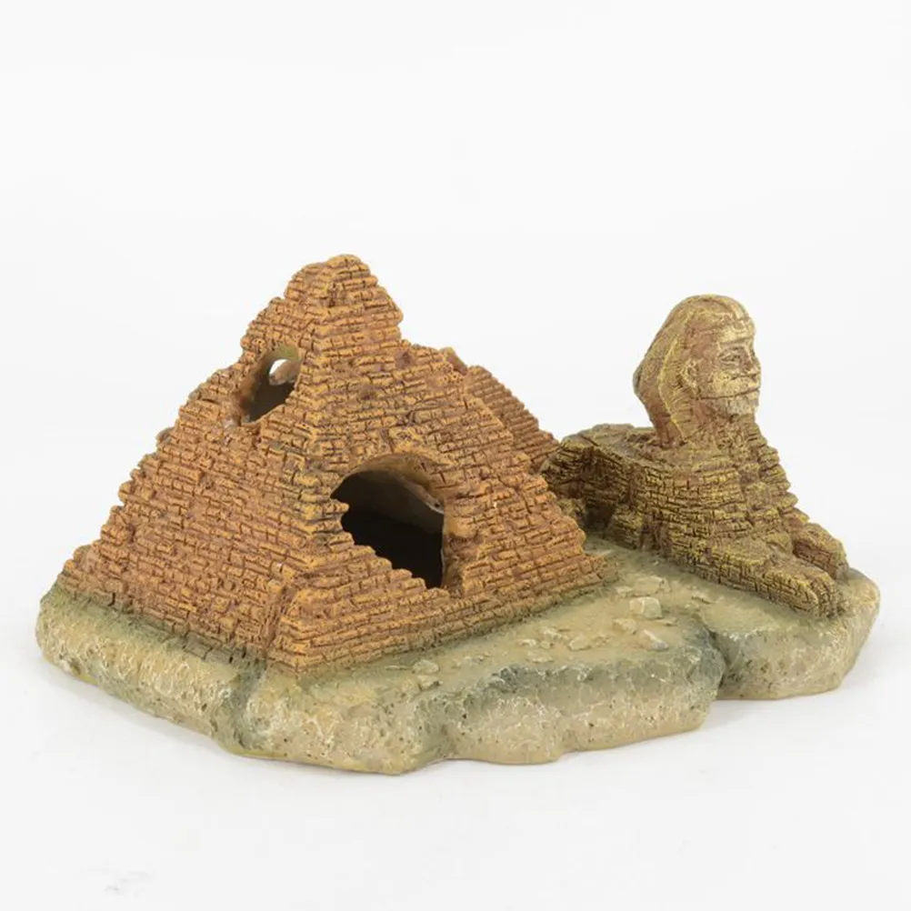 

1Pcs Pyramid Sphinx Aquarium Ornament Resin Fish Tank Decor for Home Office Safe Non-Toxic Scenic Decoration