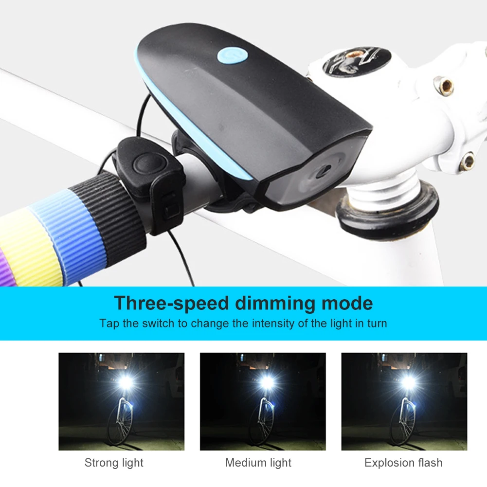 WSKEJI 2 IN 1 LED Bike Light with Electric Bell trembler buzzers horn switch Cycling Bicycle Lamp Battery Built-in USB Charging