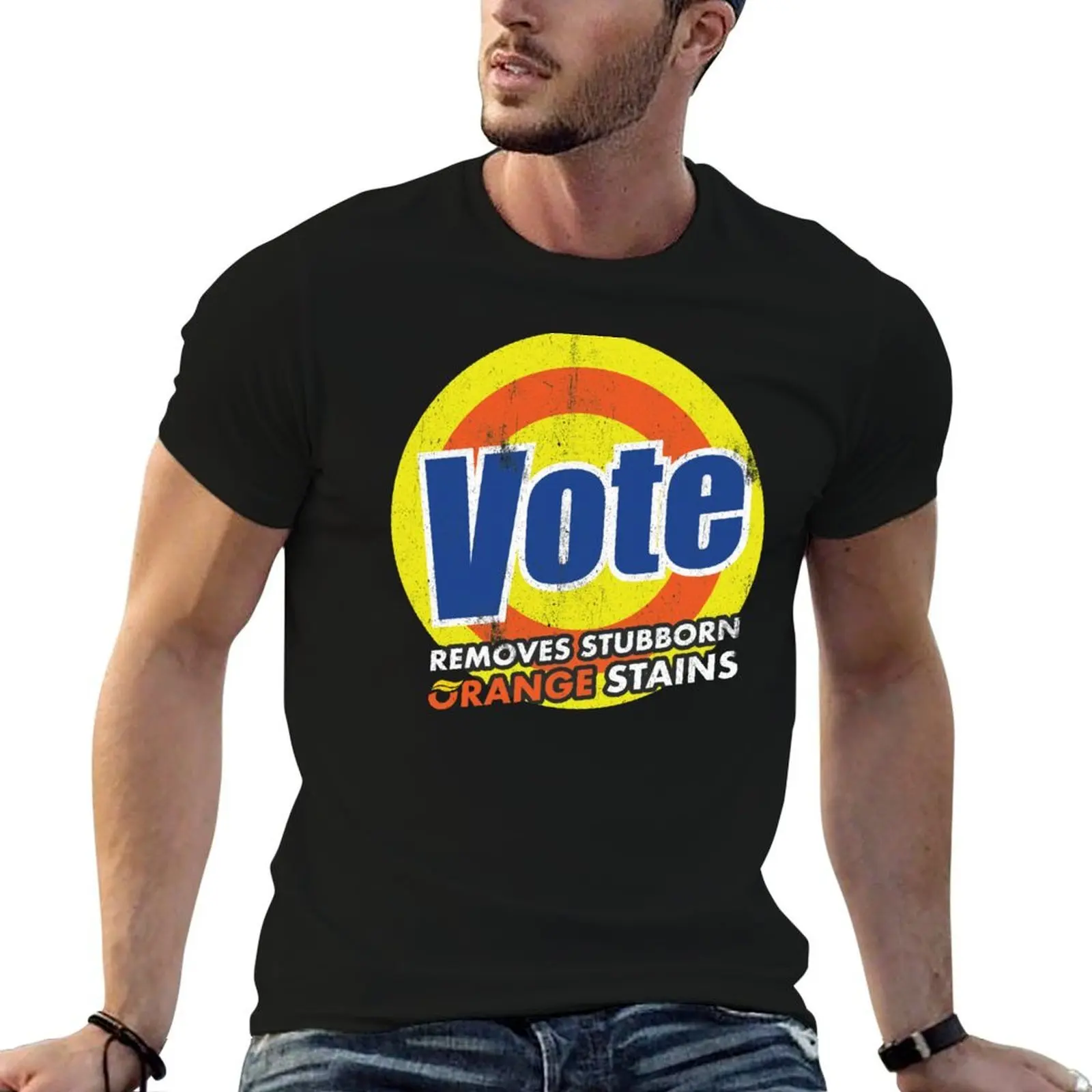 Vote removes stubborn orange stains T-shirt style vintage en coton doux à manches courtes