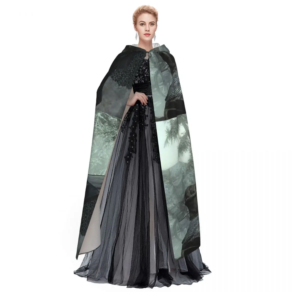 Hey You Youre Finally Awake Skyrim Meme Long Hooded Cloak Witch Medieval Costume Cosplay Cape HalloweenCoat Adult Unisex