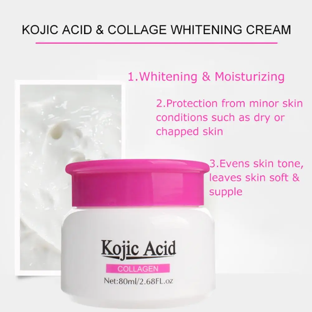 Collagen Kojic Acid Cream Moisturizing Nourish Damaged Bright Cream Smooth Skin Facial Face Care Repair R1U9