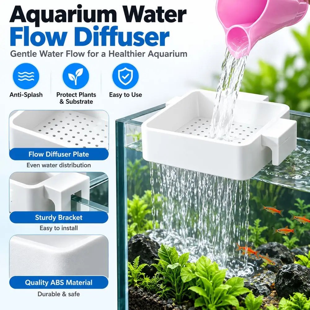 Plastic Aquarium Water Flow Diffuser Flow Softening Square Perforated Fish Tank Water Change Plate Anti-Splash Bracket