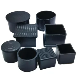 4pcs Black Chair Table Legs Square Tube End Cover Anti Slip Tube Cap PVC Soft Rubber Sleeve External Plug Floor Protection Pad