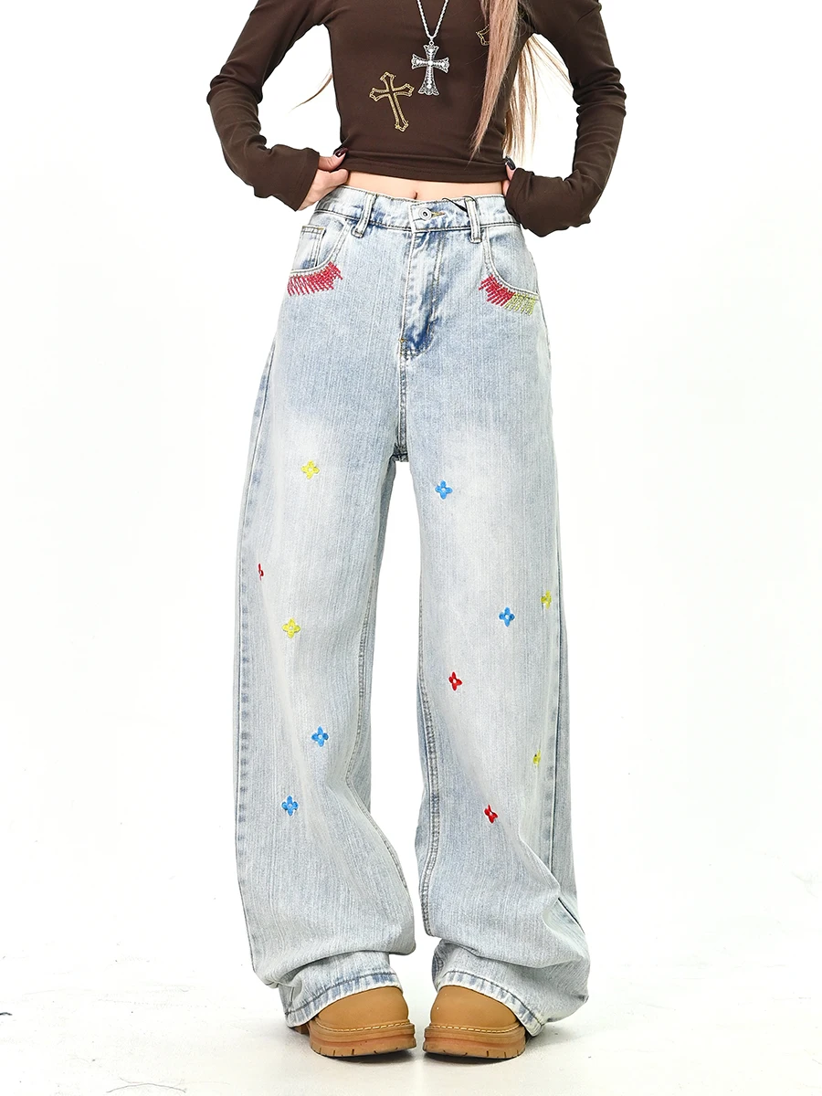 

Джинсы Waed Denim женские свободного кроя, брюки в пол, корейский уличный стиль, повседневные брюки, весна 2026, новинка