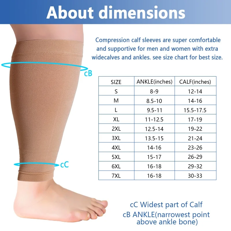 Calcetines médicos de compresión sin pies para hombre y mujer, medias de talla grande de 23 a 32mmHg para S-7XL, venas varicosas, correr y yoga