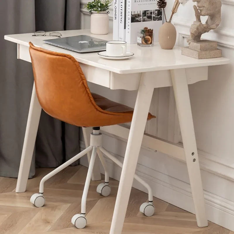 Home Computer Chair Orange Leather Single Sofa Office Chairs Elevated Rotate Офисное кресло Bedroom Study Furniture 사무용 의자