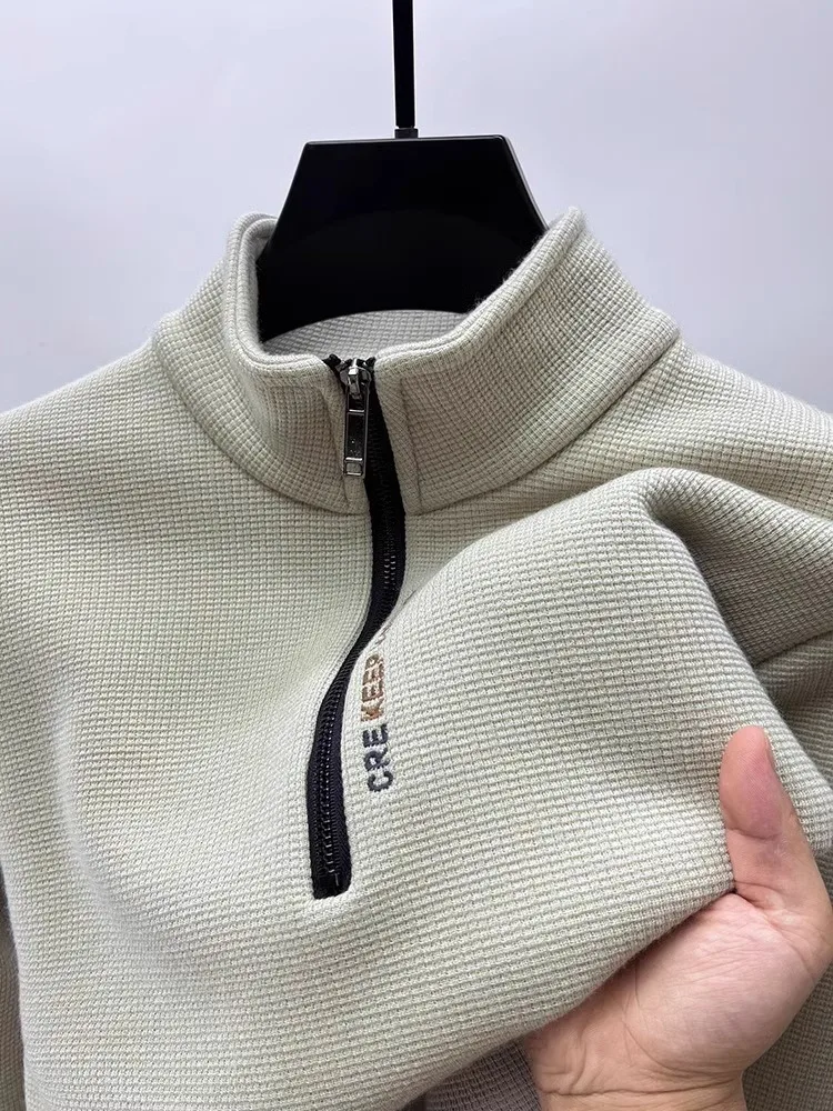 

Thiened Fce Hoodie Sweatirt Men's Casual Long Sve Zipper Stand Collar Base irt Autumn Winter Warm Leisure T-irt