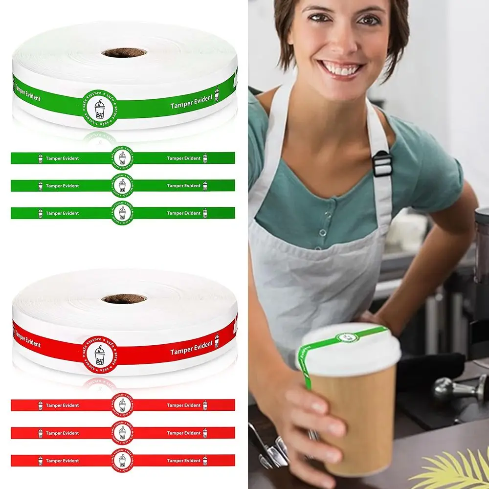 100PCS Paper Tamper Evident Sealing Sticker Red Green Drink Package Safe Secure Tag Long Stripe Backing Wrapping Seal Labels