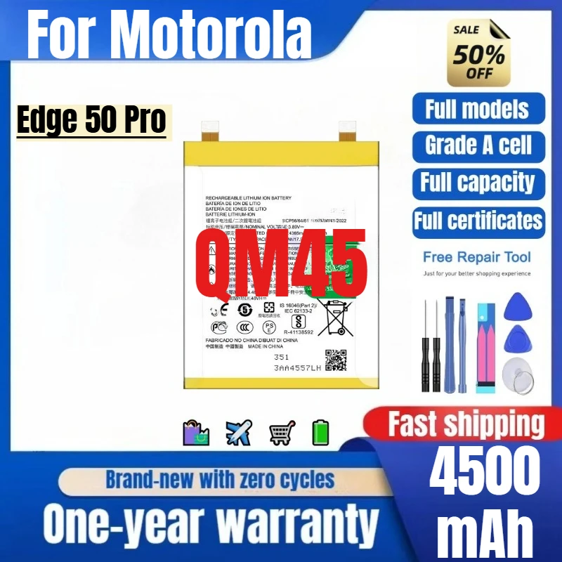 

QM45 for Motorola Edge 50 Pro Phone Battery 0 Cycle High Quality High Capacity Replacement Bateria Grade A Cell with Tools