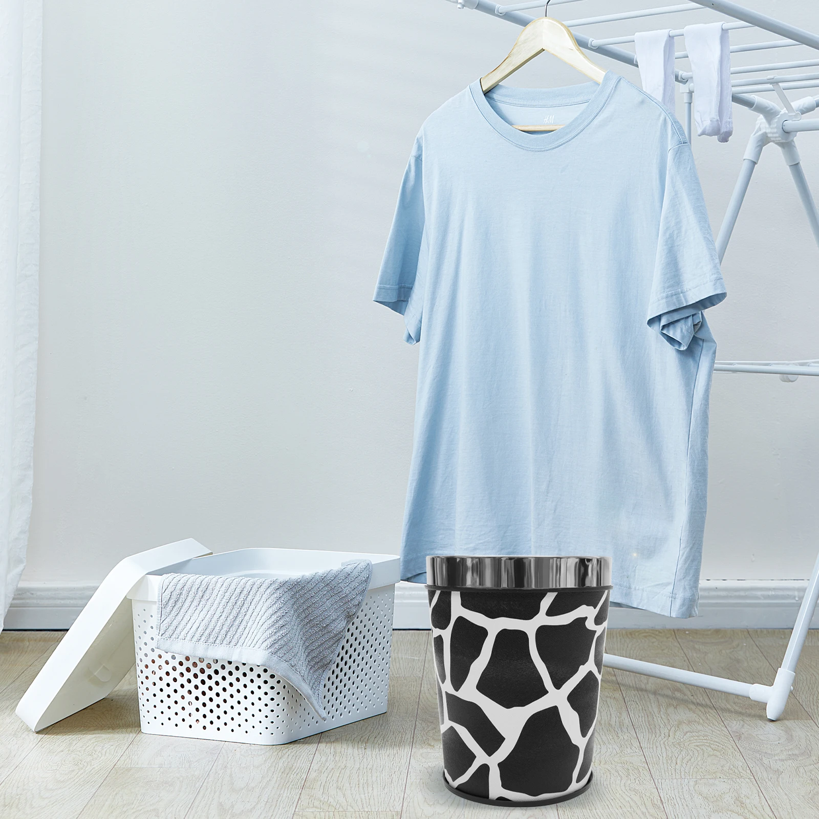 

Trash Can Kitchen Small Retro Style Large Opening Thickened Material Waste Basket For Bathroom Bedroom Office Multi-Function