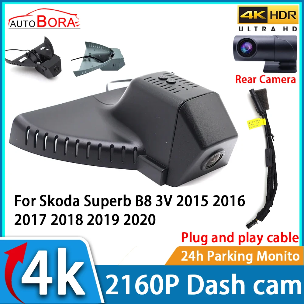 

ZhuCamX Car Video Recorder Night Vision UHD 4K 2160P DVR Dash Cam for Skoda Superb B8 3V 2015 2016 2017 2018 2019 2020