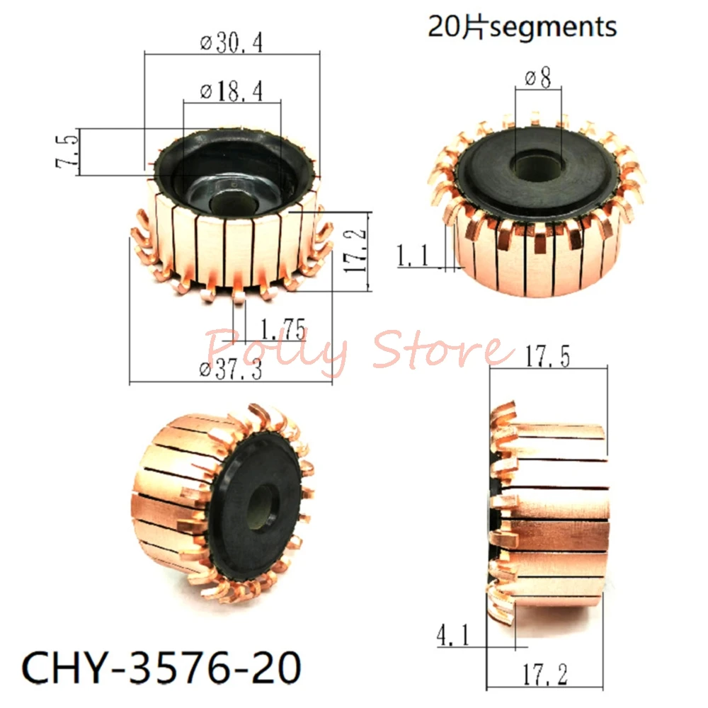 

5pcs 30.4*8*17.2(17.5)*20P Copper Bars Alternator Electric Motor Commutator Hook Type CHY-3576-20 Suitable for DC