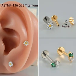 1PC G23 Titanium Threadless Push In Daisy Labret Lip Stud Ear Cartilage Tragus Helix Earring Daith Lobe Piercing Jewelry