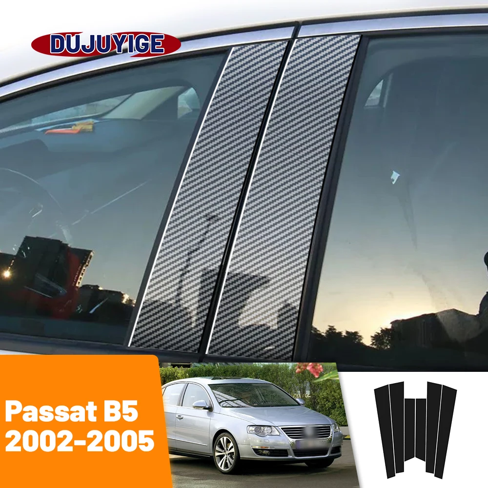 

For VW Passat B5 2002-2005 2003 2004 Carbon Fiber Window Door Column Deal B C Pillar Post Cover Trim Sticker