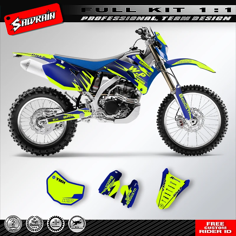 

Sawrain Motorcycle Sticker Custom Team Graphics Decals Kit For YAMAHA WRF250 450 2007 2008 2009 2010 2011 2012 2013 005