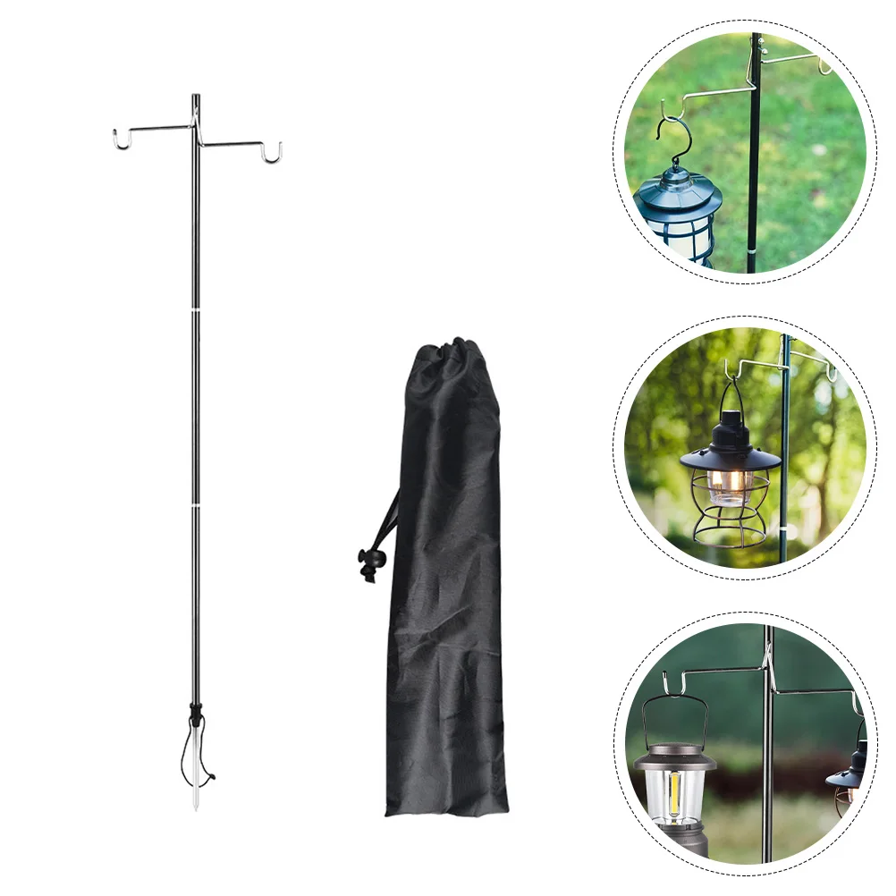 

Folding Light Stand Camping Lamp Bracket Flame Table Pole Hook for Hanging Lamps