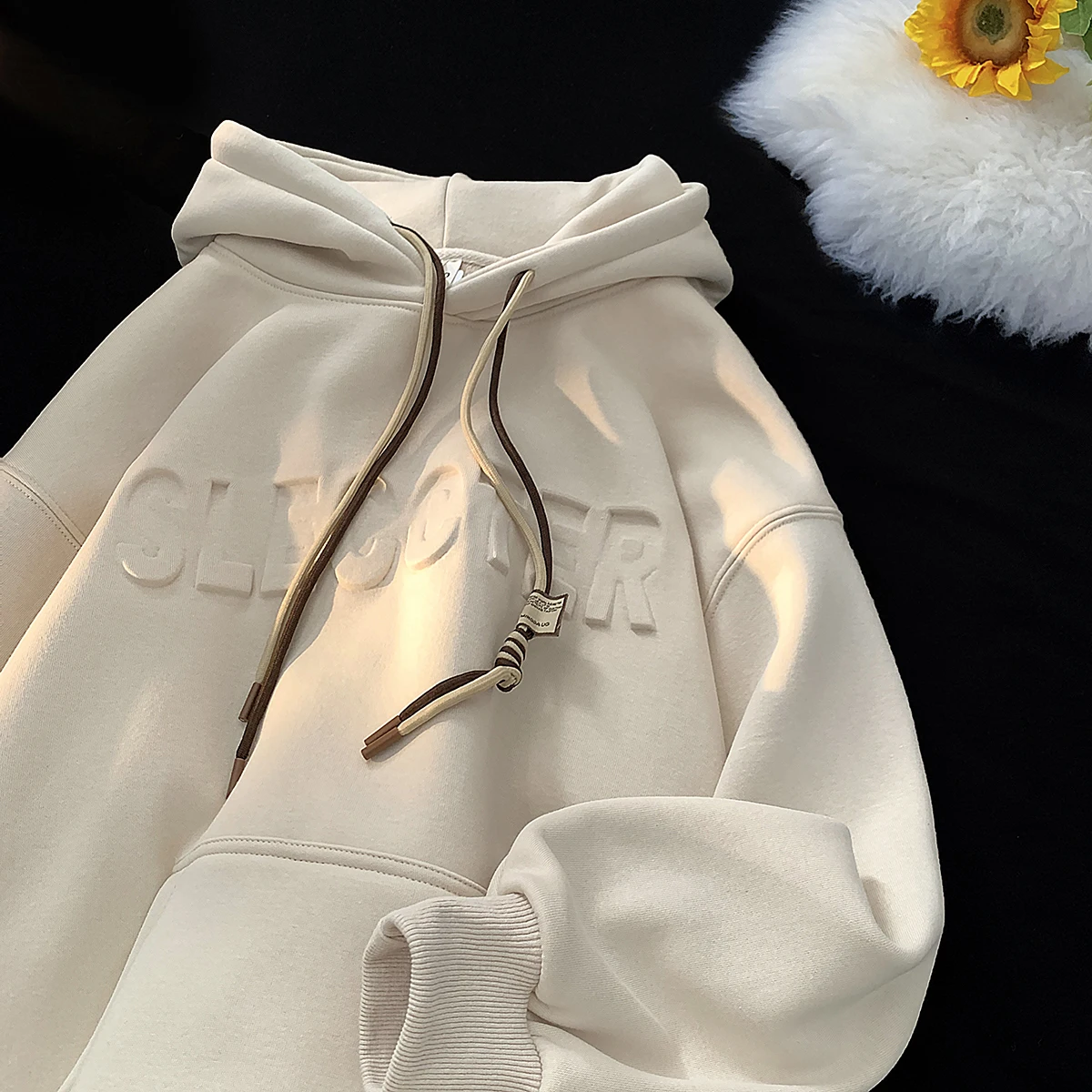 

Thiened Hoodie American High Street Retro Oversize Couple Outerwear Autumn Warmth Youth Casual Print No Button Jaet