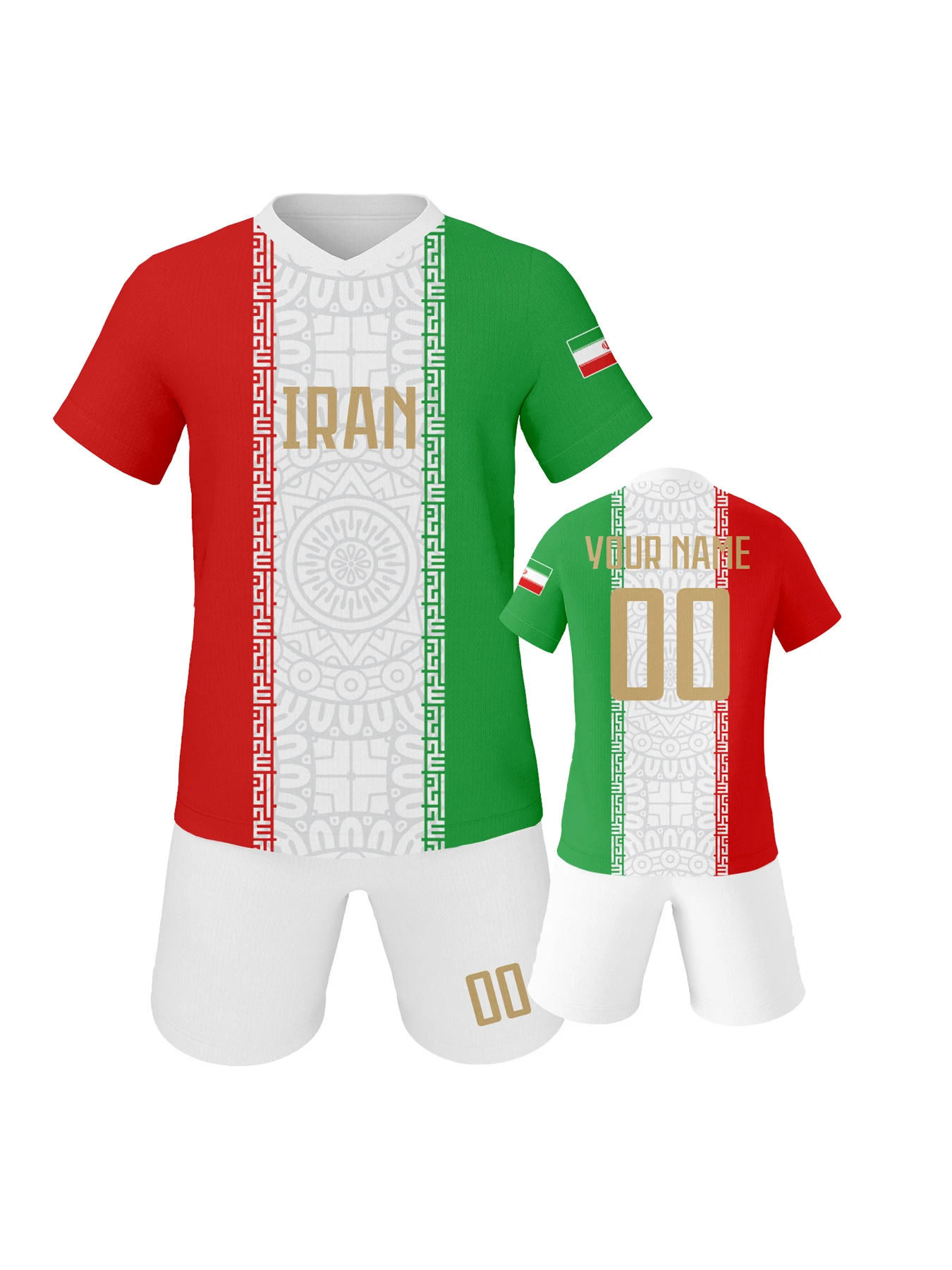 Customized Kids Iran Soccer Kit Personalized Football Set with Name & Number, Breathable National Team Training Uniform