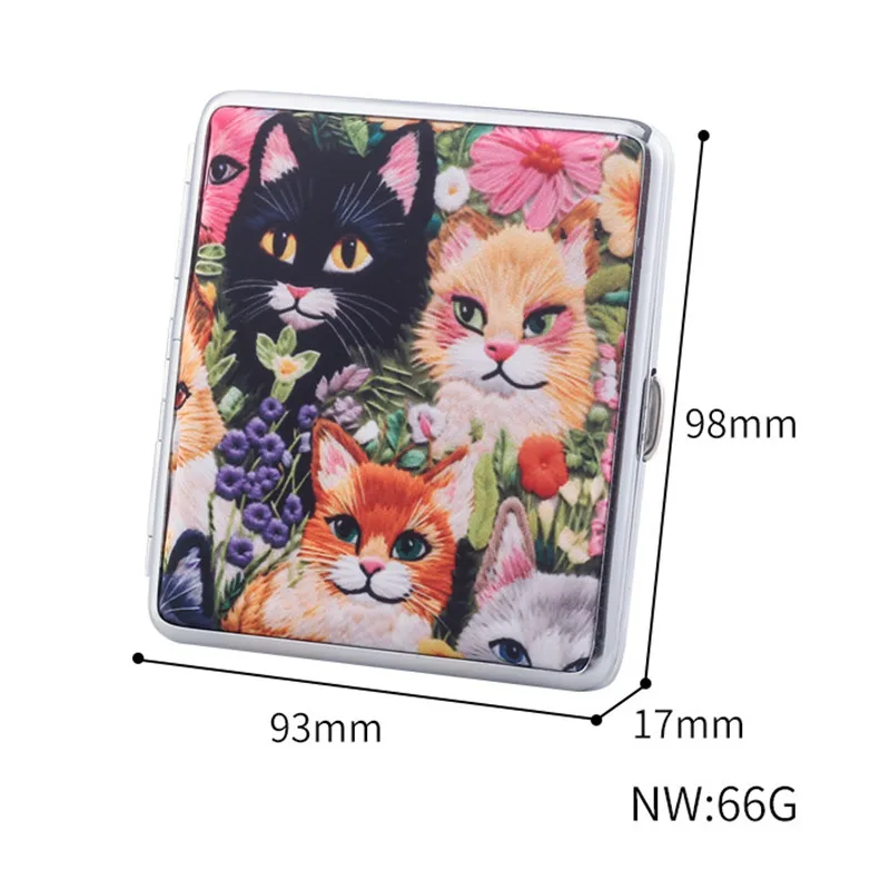 Cute Printing Cat Patterned Cigarette Box For About 20 Cigarettes Moisture-proof Pressure Resistant Portable Cigarette Holder