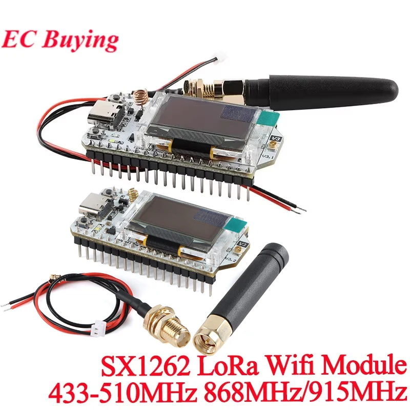 ESP32 SX1262 LoRa WIFI BLE 433-510MHz 868MHz/915MHz 0.96 inch OLED Display Internet Meshtastic Mesh Network Development Board