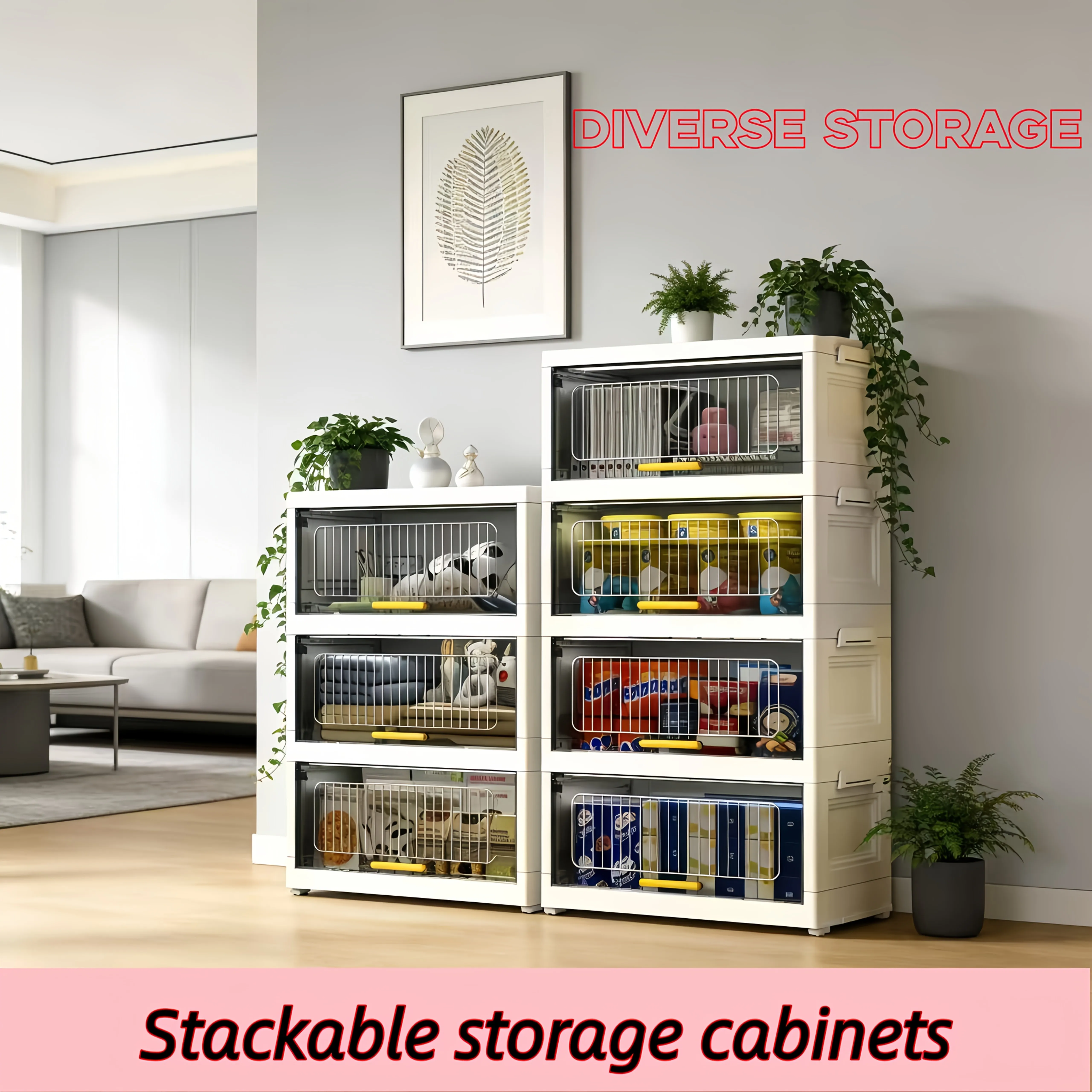 

Multi-layer Foldable Storage Box, Portable Storage Box with Wheels And Lids, Transparent Flap-type Large-capacity Stackable Stor