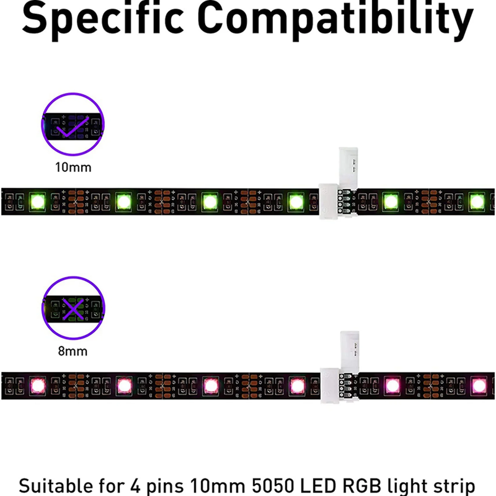 ABGR-2Set موصل شريط LED 4 دبوس 10 مم موصل شريط إضاءة RGB بدون لحام لـ 5050 SMD - موصلات على شكل حرف L
