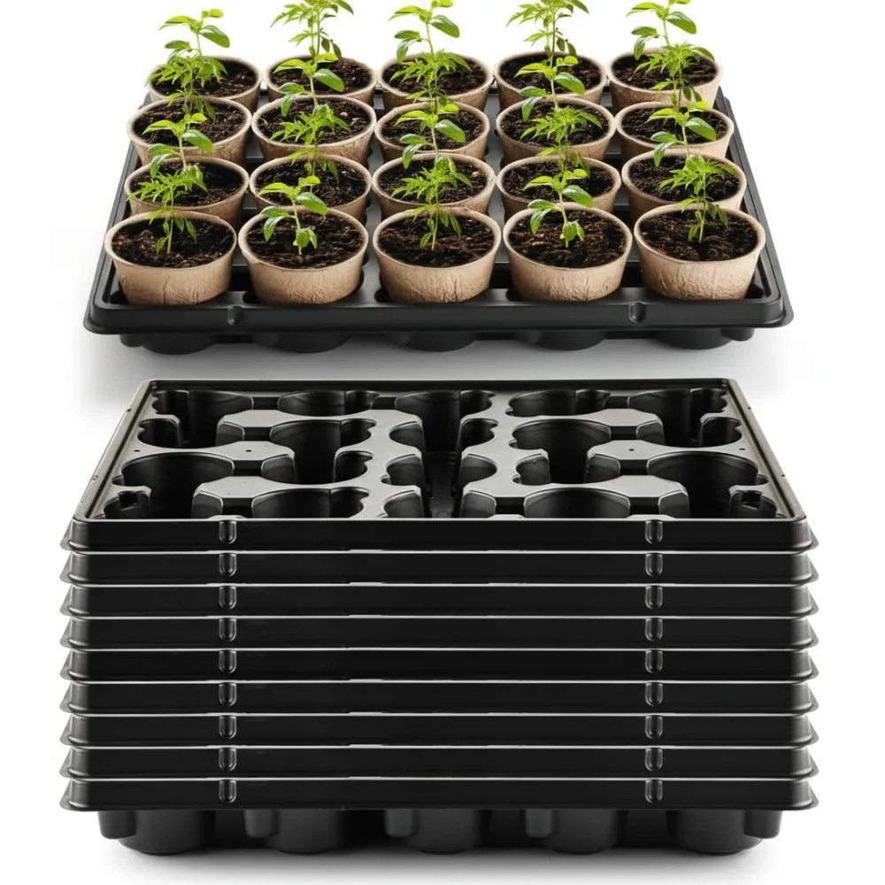 

20 Cell Plant Trays for 3 Inch Pots, Sturdy Plastic Seed Starter Trays with Drainage Holes for Home Garden