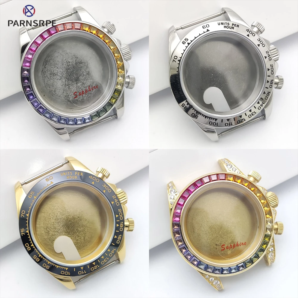 

13 цветов, корпус VK63, 39,5 мм, Радужный бриллиантовый ободок для кварцевого механизма VK63/VK64, сапфировое стекло, нержавеющая сталь 316L