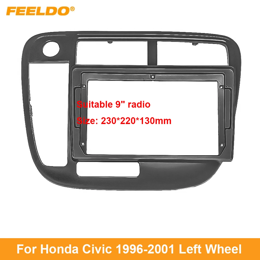 

FEELDO Car Audio 9" Big Screen Dash Fascia Panel Frame Kit Adapter For Honda Civic (LHD/RHD,Manual AC) Dash Frame