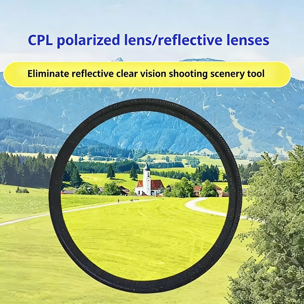 52mm CPL Filter Phone Camera Lens Clip-on Polarizer Filter Circular Polarizer Polarizing Compatible for iPhone Android Smartphon