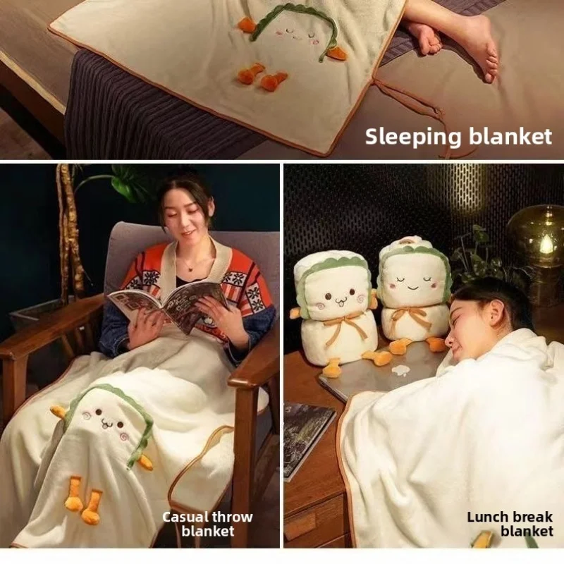 

Универсальное одеяло-плед из кораллового флиса и подушка для мужчин и женщин, подходит для офисных дневных сна, использования в помещениях с кондиционером, в автомобиле и т.д.