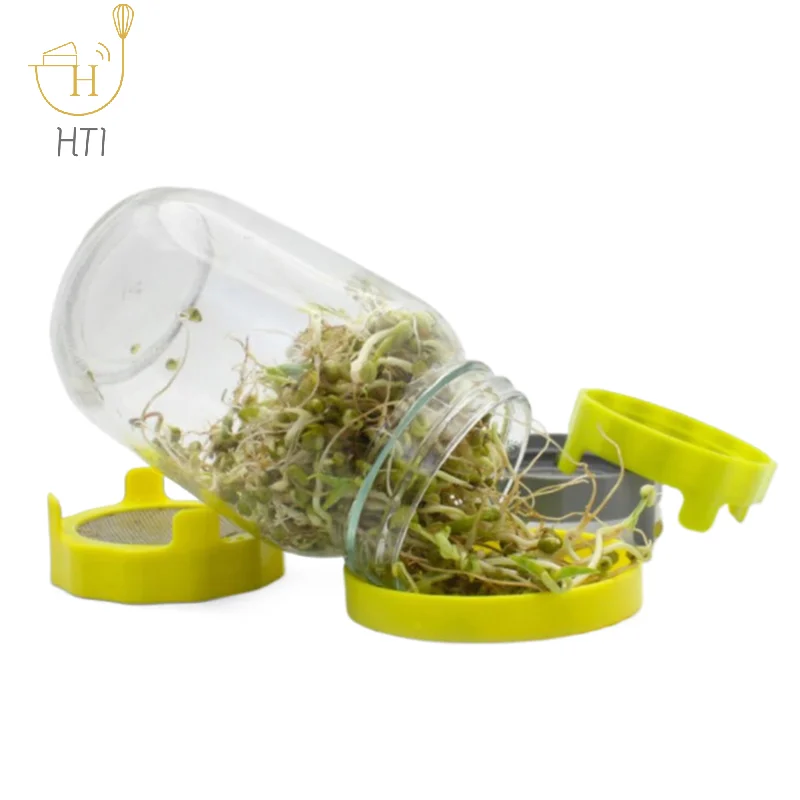 Plastic Sprouting Lid Mesh Sprout Cover Seed Crop Germination Vegetable Plastic Sealing Ring Lid For Mason Jar