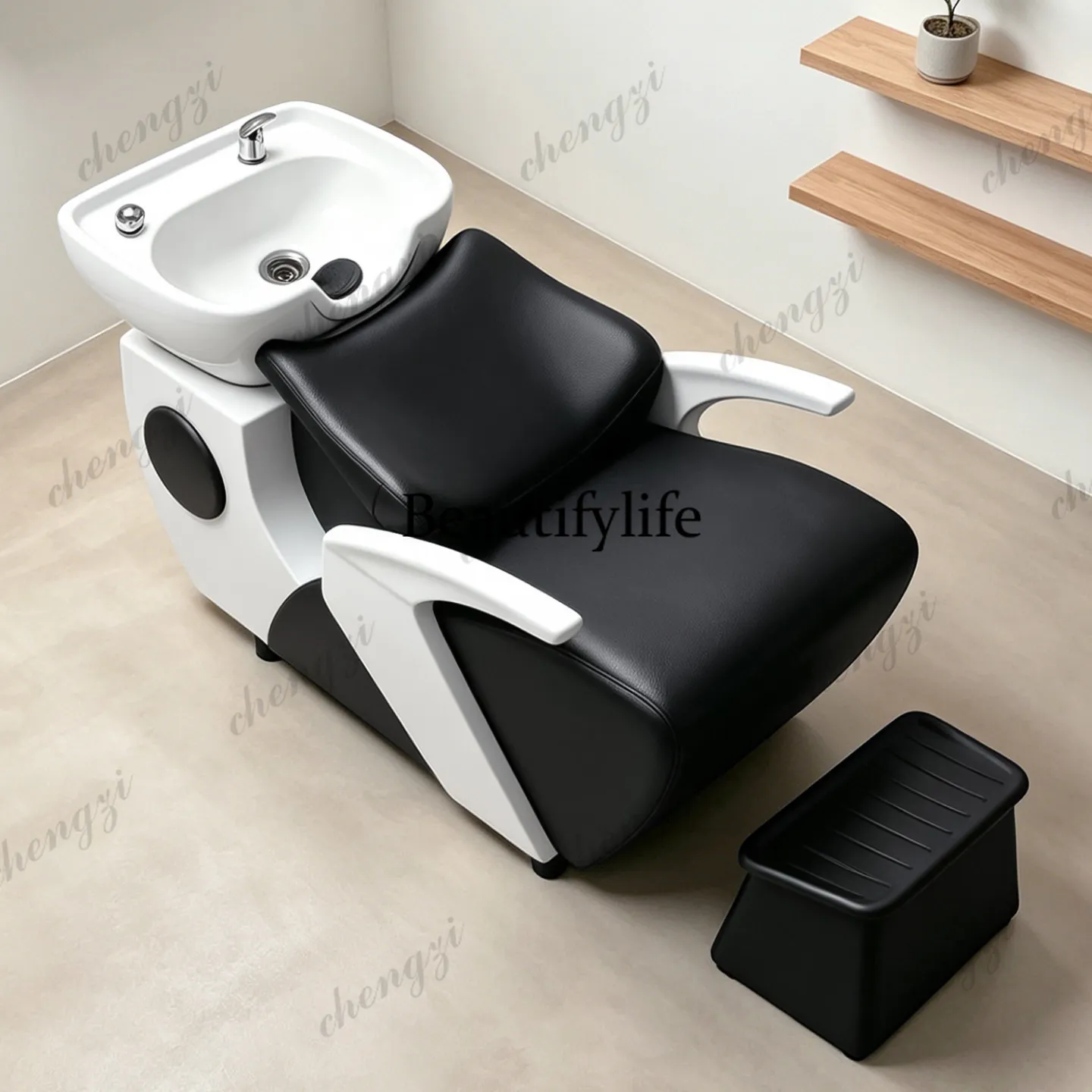 Salon Hair Salon Semi-reclining Shampoo Bed Barber Shop Ceramic Basin Shampoo Bed