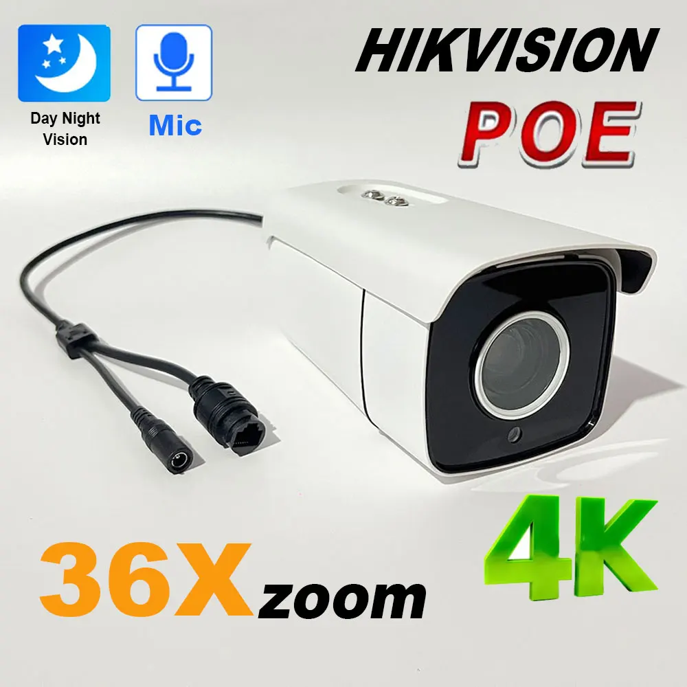 HD 4K 8MP Mit SONY IMX415 36X Optischer Zoom Autofokus Nachtsicht Netzwerk POE Außen-Bullet-Kamera H.265 Hikvision-Kompatibel