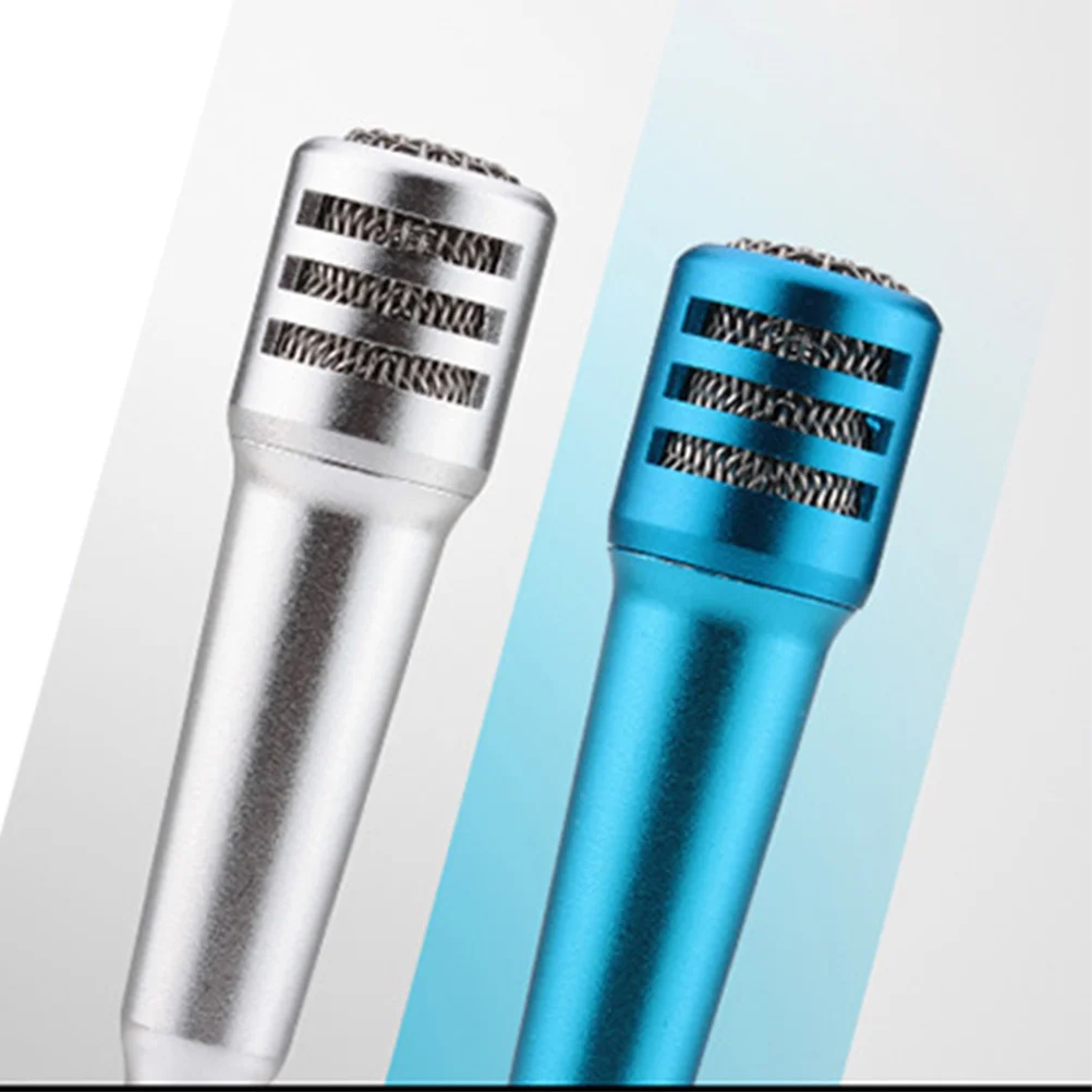 

Mini Karaoke Microphone Silver Portable Mobile Phone Mic Headphones Compatible Tablet Laptop K Song