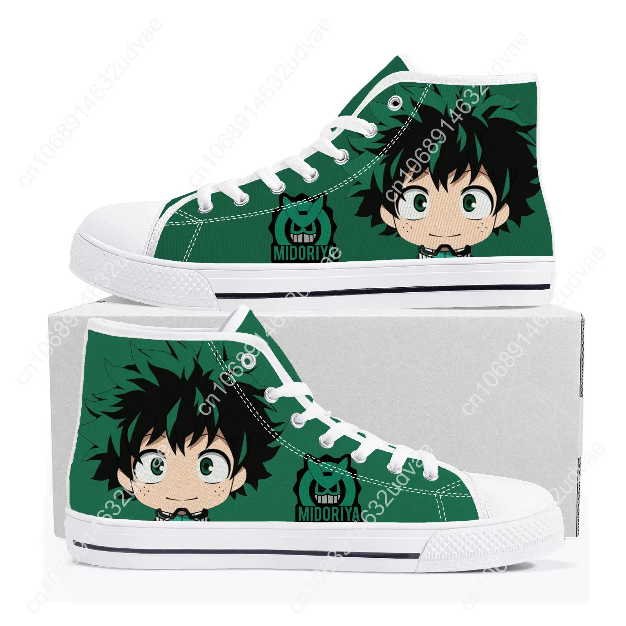 Izuku Midoriya High Top Sneakers My Hero Academia Mens Womens Teenager High Quality Canvas Sneaker Couple Shoes Custom Shoe