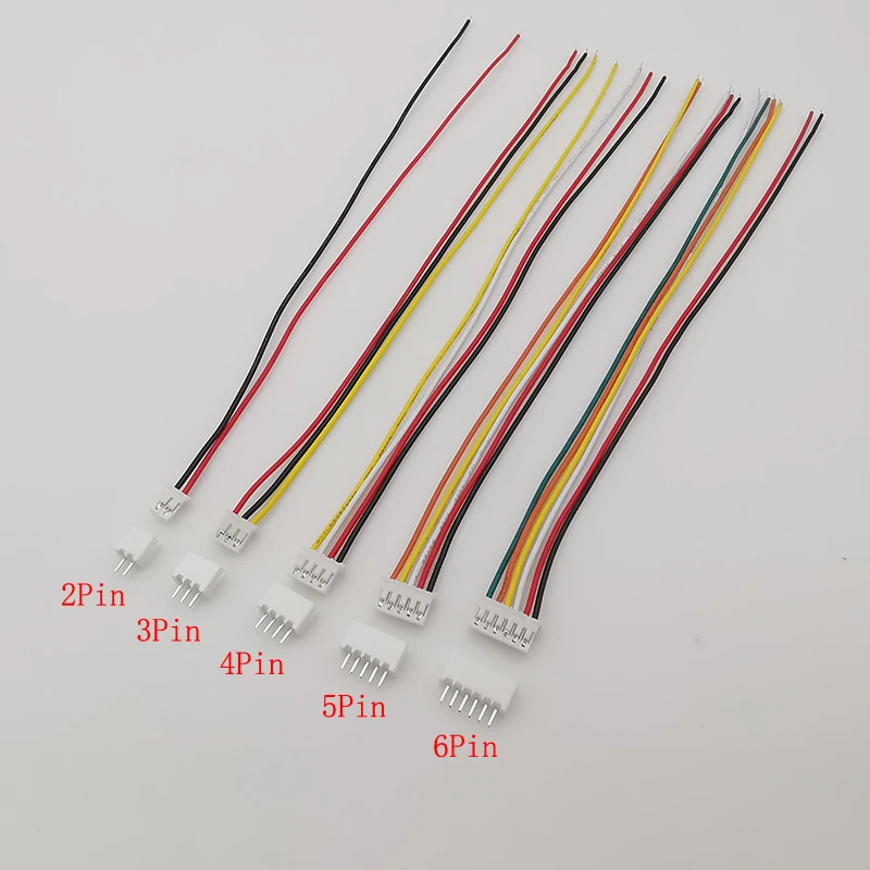 Connecteur de boîtier femelle et mâle Micro JST, prise de câble, fils de borne, 26AWG, 20cm, 2.0mm, PH2.0, 2 broches, 3 broches, 4 broches, 5 broches, 6 broches, 7 broches, 8 broches, 9/10 broches, 10 ensembles